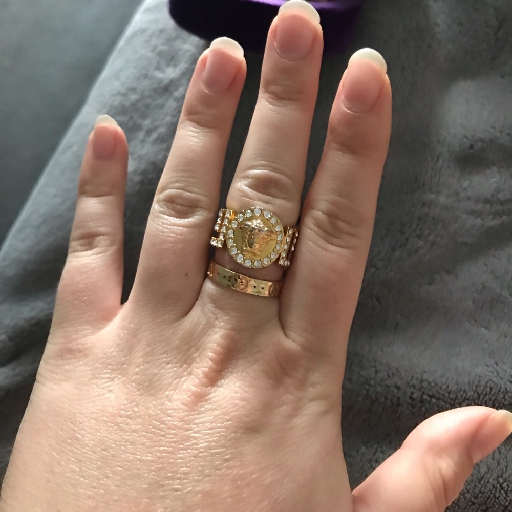 Versace icon Medusa head ring Swarovski crystals